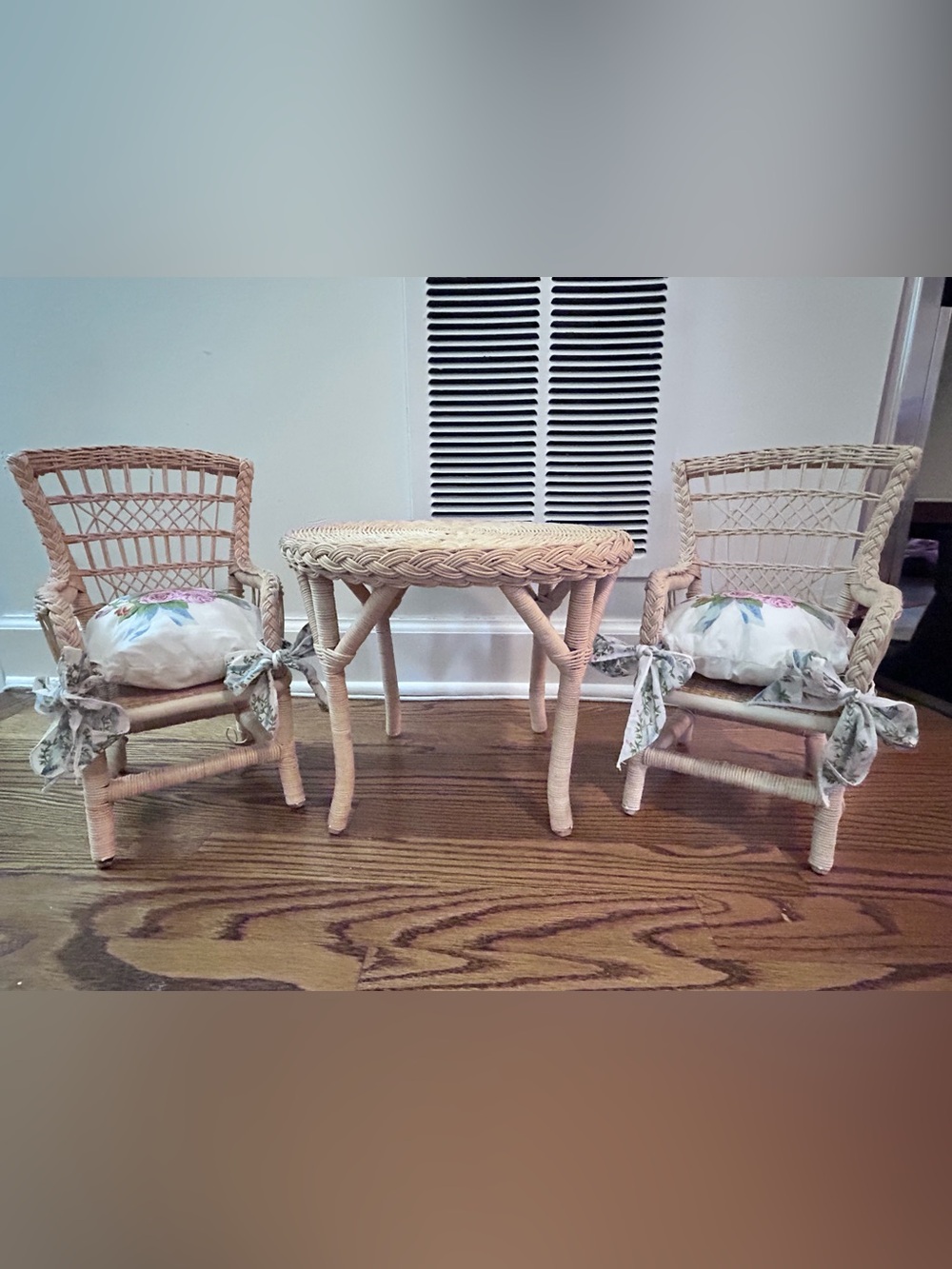 Vintage American Girl Pleasant Company Samantha Wicker Table and Chair set